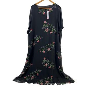FLORYDAY Black Floral Embroidered Flowy Maxi Dress Size L‎